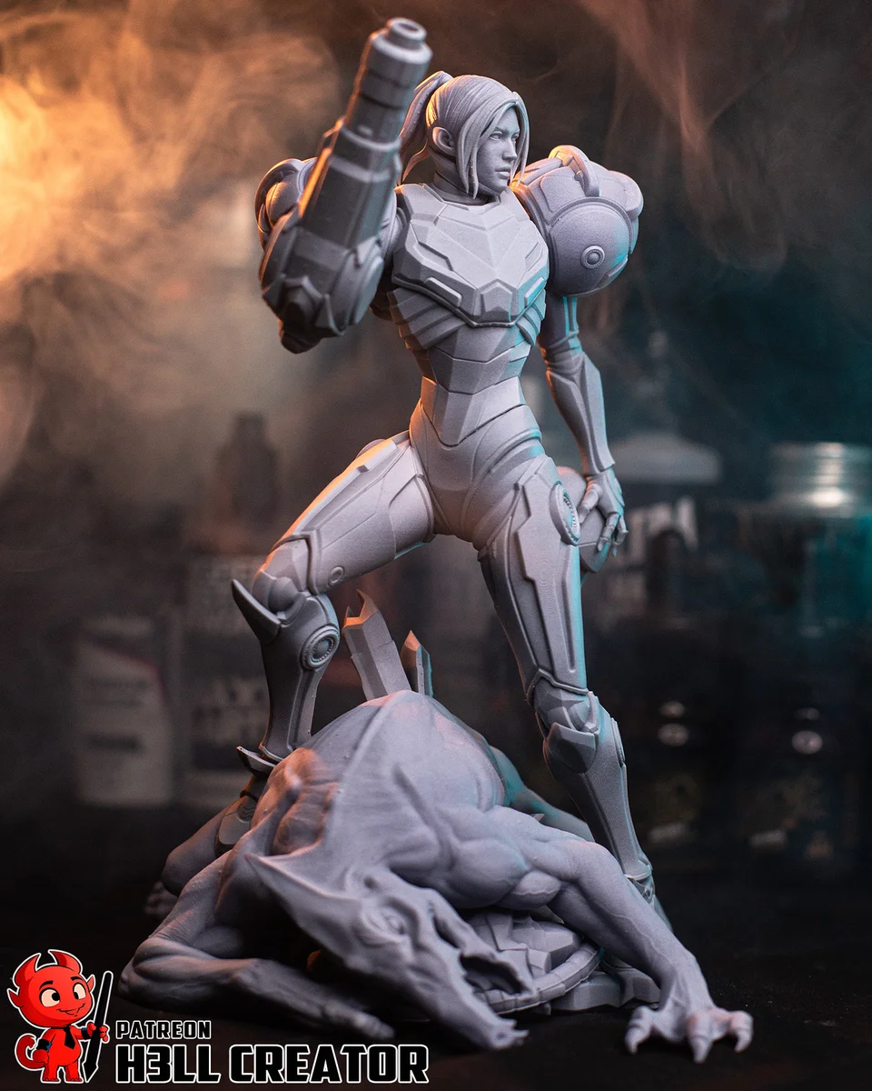 Samus Aran | Fan Art | 3D Printed Resin Model Garage Kit | *Un-Painted* | H3LL Creator 9