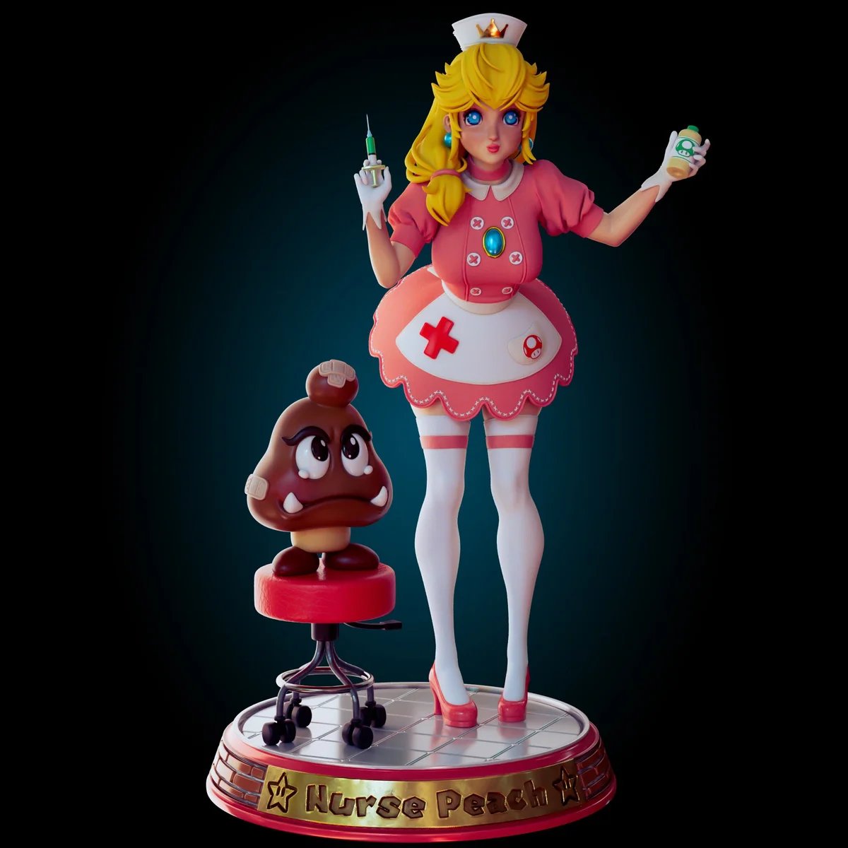 Peachy Nurse | Fan Art | 3D Printed Resin Model Garage Kit | *Un-Painted* | Officer Rhu 2