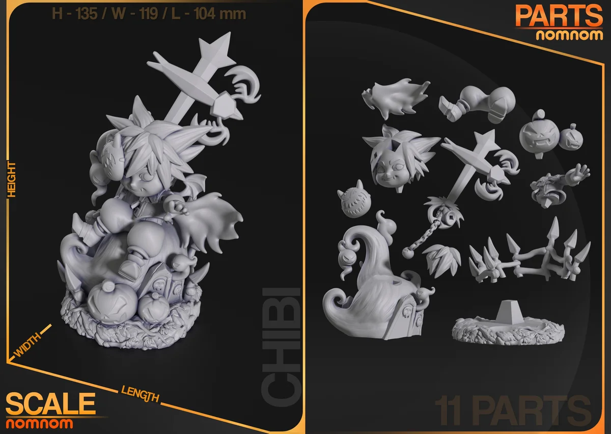 Chibi Sora (Halloween Town ver) | Fan Art | 3D Printed Resin Model Garage Kit | *Un-Painted* | Nomnom 3