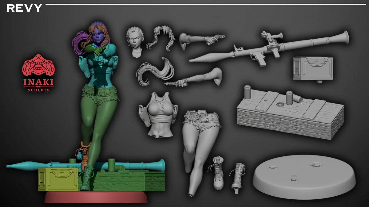 Revy | Fan Art | 3D Printed Resin Model Garage Kit | *Un-Painted* | Inaki Sculpts 6