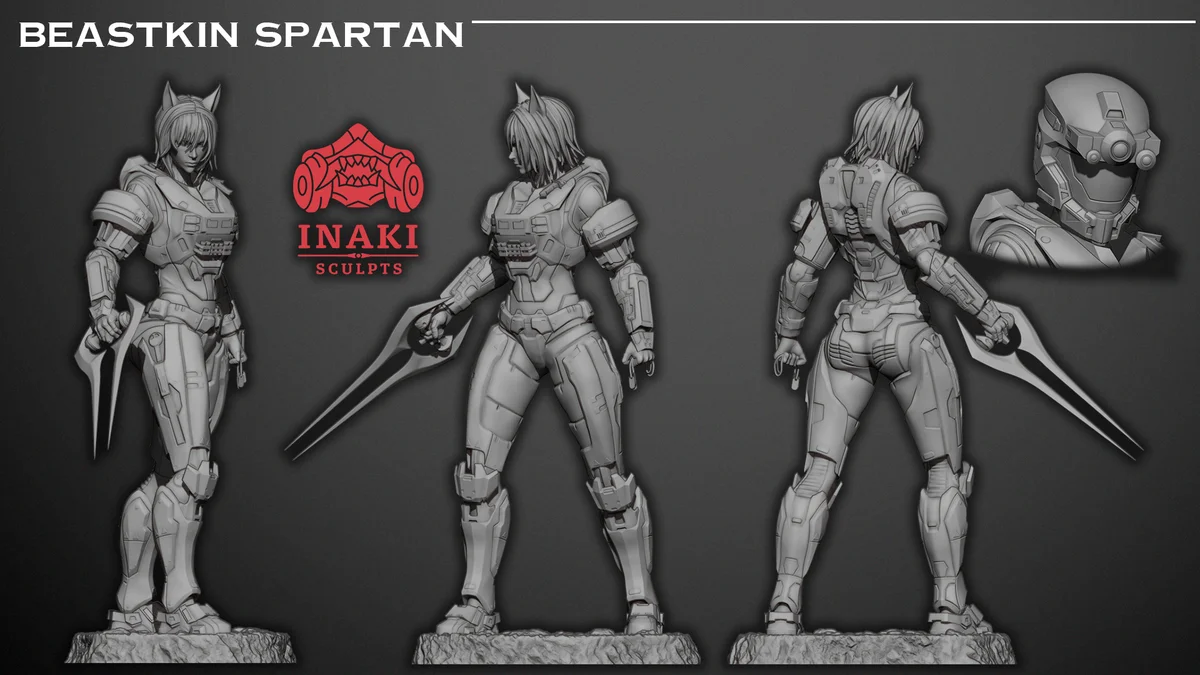 Beastkin Spartan | Fan Art | 3D Printed Resin Model Garage Kit | *Un-Painted* | Inaki Sculpts 6