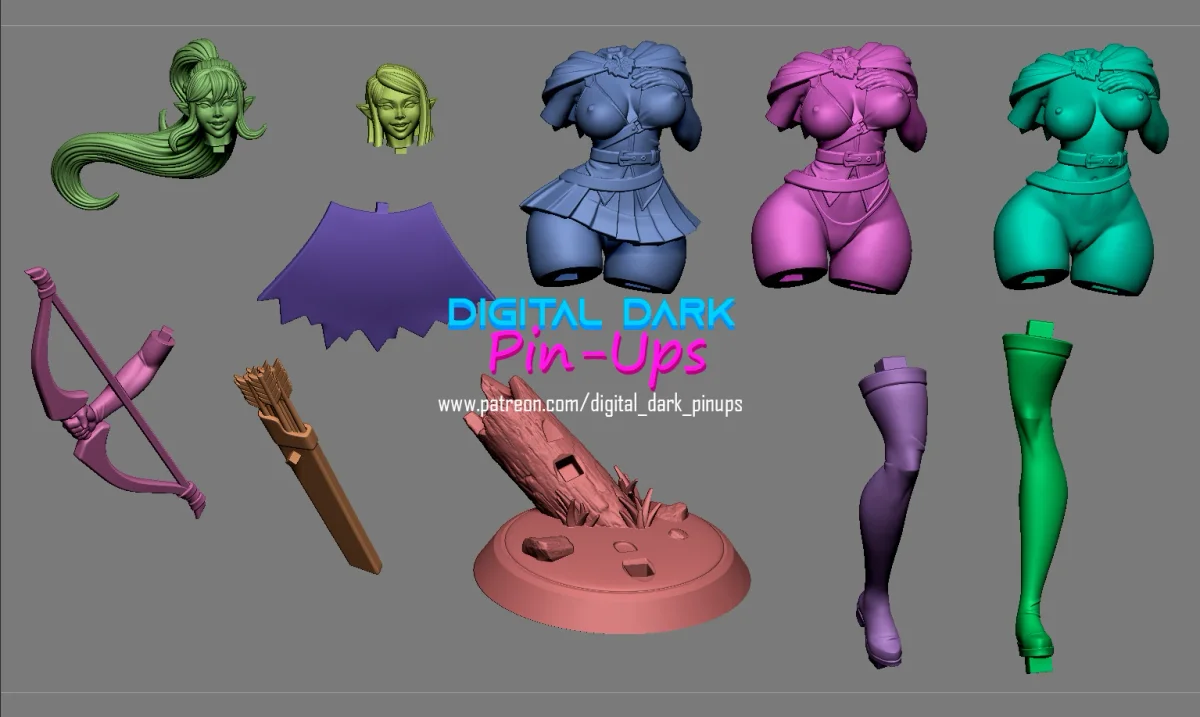 Elf Archer | Fan Art | 3D Printed Resin Model Garage Kit | *Un-Painted* | Digital Dark 7