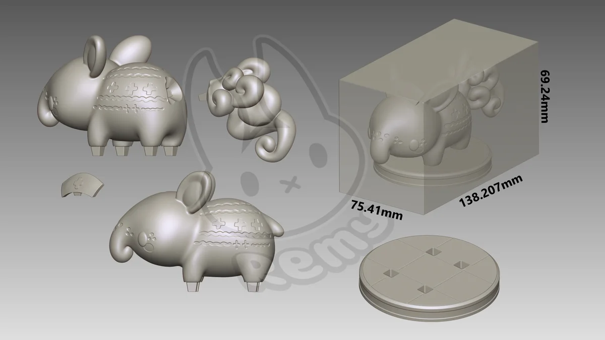 Chibi Tapir | Fan Art | 3D Printed Resin Model Garage Kit | *Un-Painted* | Remy Sculpts 7