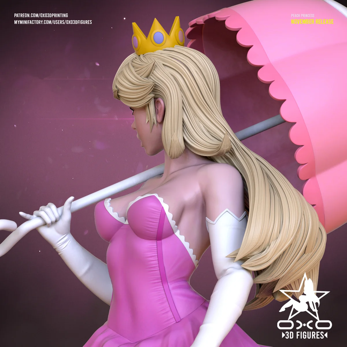 Peach Princess | Fan Art | 3D Printed Resin Model Garage Kit | *Un-Painted* | OXO3D 3
