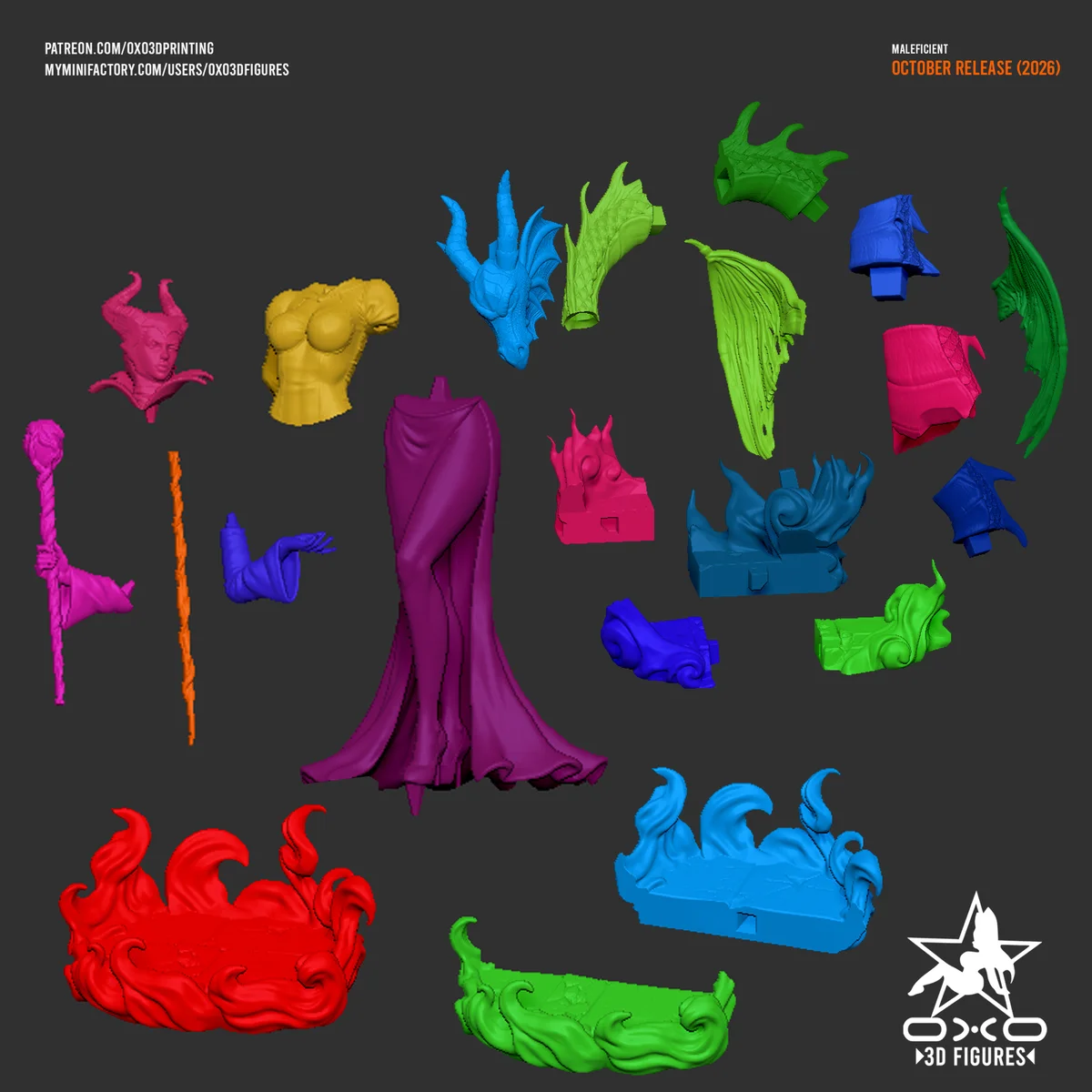 Maleficient | Fan Art | 3D Printed Resin Model Garage Kit | *Un-Painted* | OXO3D 15