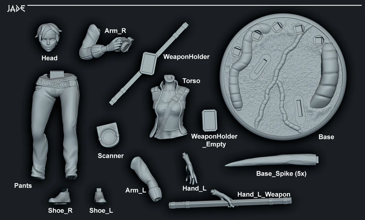 Jade | Fan Art | 3D Printed Resin Model Garage Kit | *Un-Painted* | Inaki Sculpts 3