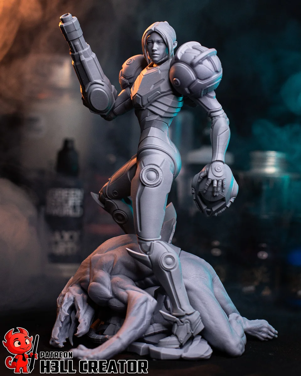 Samus Aran | Fan Art | 3D Printed Resin Model Garage Kit | *Un-Painted* | H3LL Creator 8