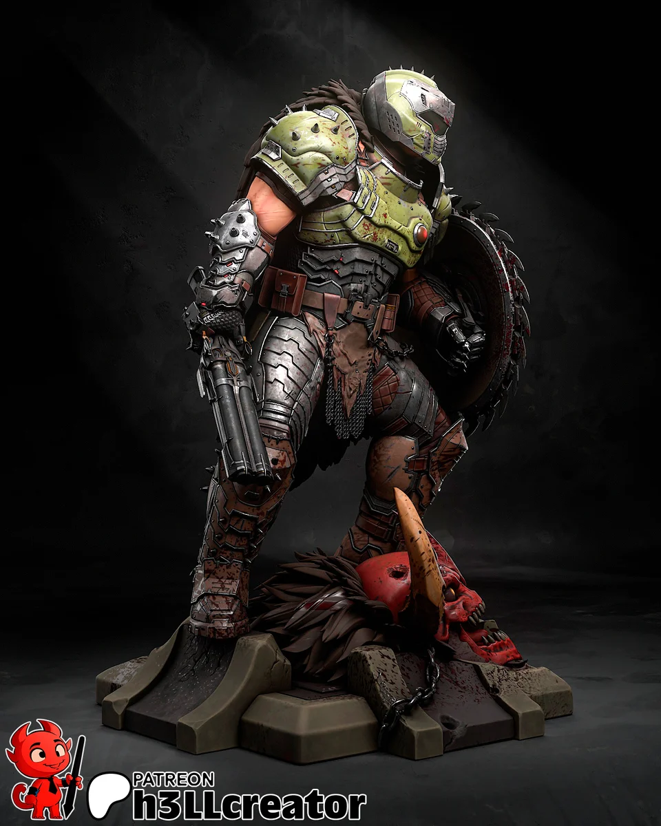Doomguy | Fan Art | 3D Printed Resin Model Garage Kit | *Un-Painted* | H3LL Creator 5