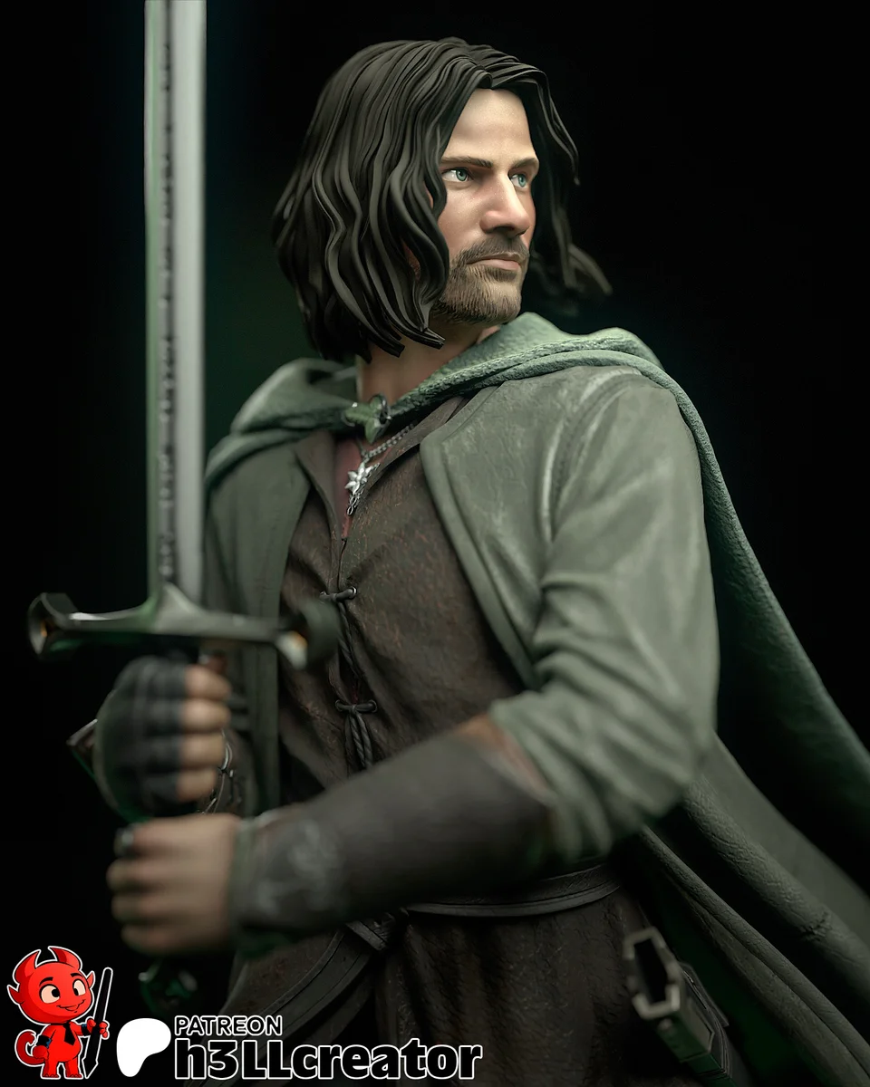 Aragorn | Fan Art | 3D Printed Resin Model Garage Kit | *Un-Painted* | H3LL Creator 4
