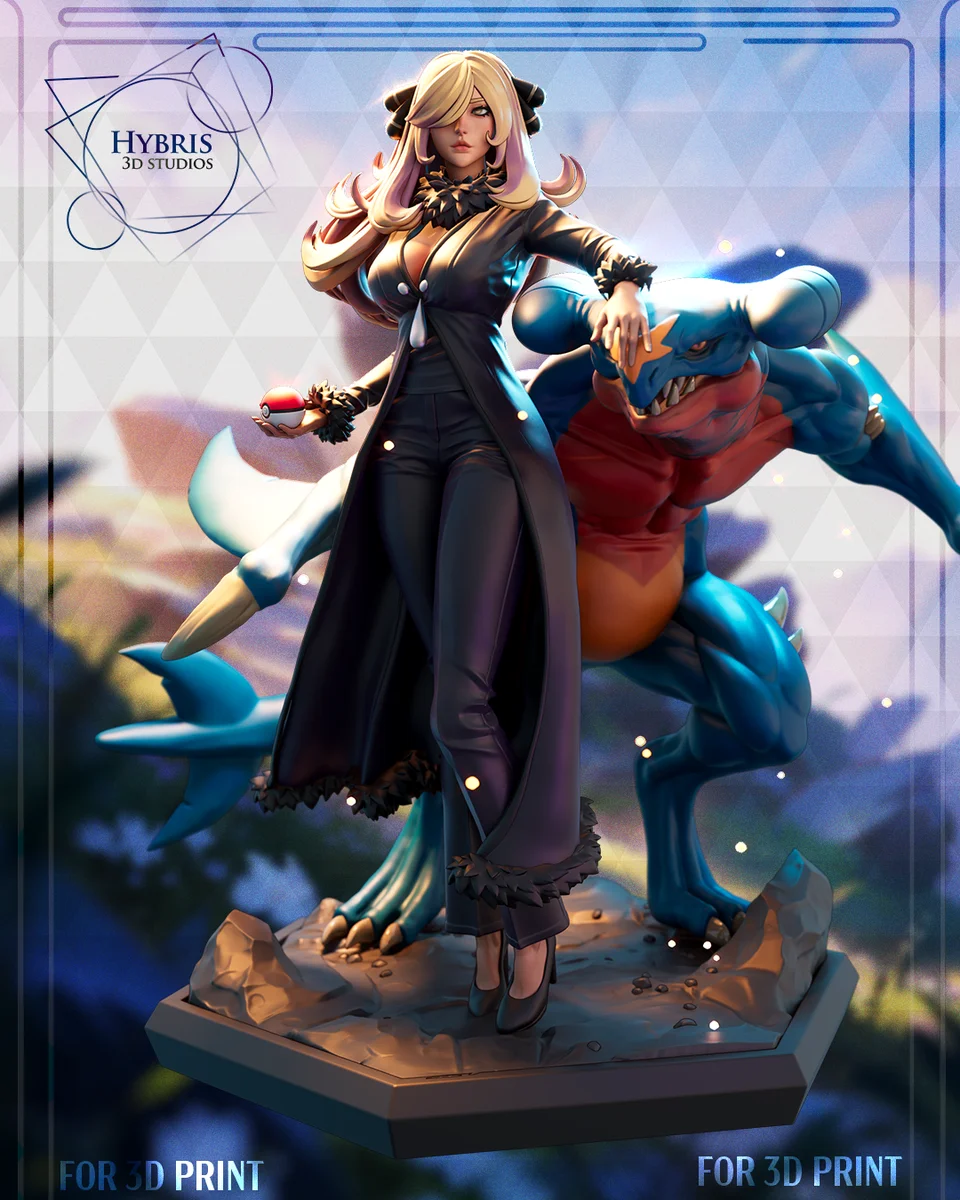Cynthia | Fan Art | 3D Printed Resin Model Garage Kit | *Un-Painted* | Hybris Studios 3