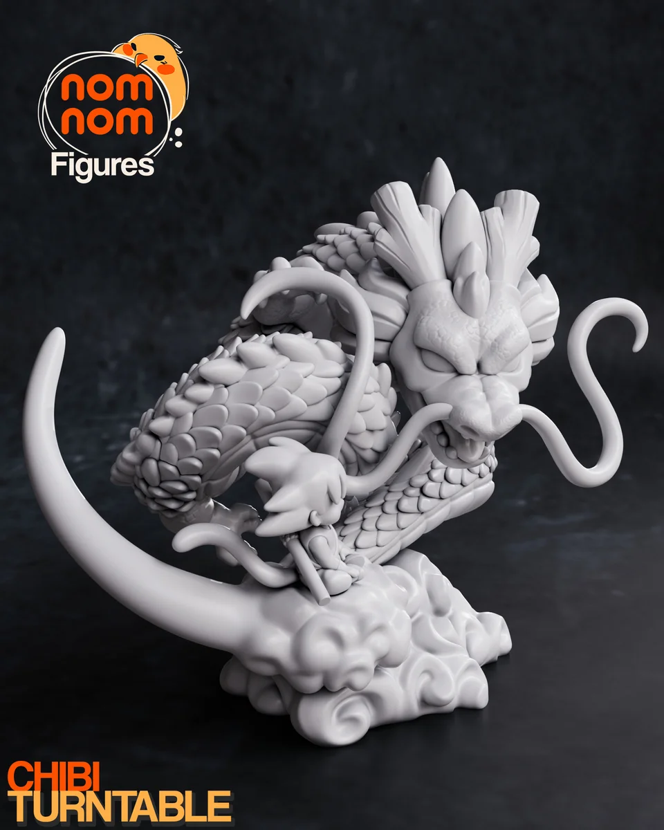 Chibi Shenron with Goku | Fan Art | 3D Printed Resin Model Garage Kit | *Un-Painted* | Nomnom 7
