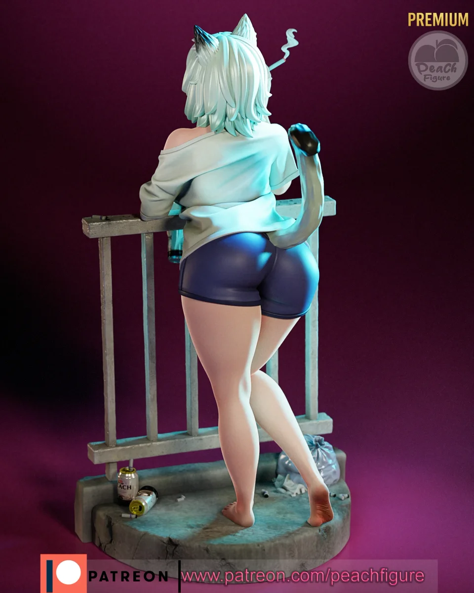 Yani Neko Chainsmokercat | Fan Art | 3D Printed Resin Model Garage Kit | *Un-Painted* | Peach Figure 5
