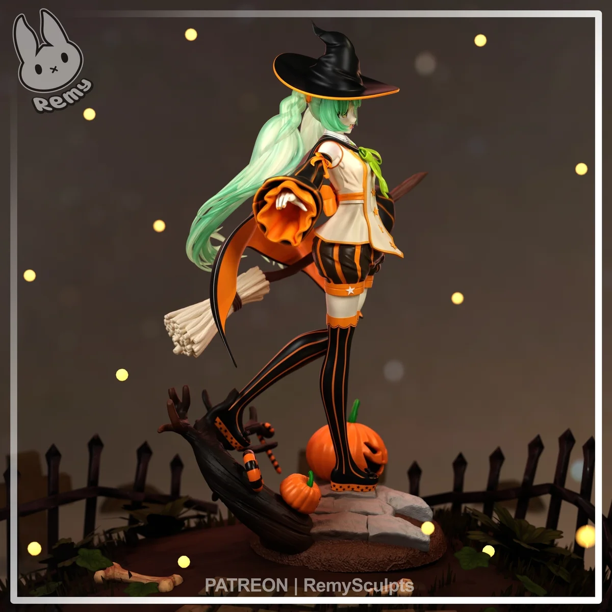 Hatsune Miku (Halloween Witch) | Fan Art | 3D Printed Resin Model Garage Kit | *Un-Painted* | Remy Sculpts 3