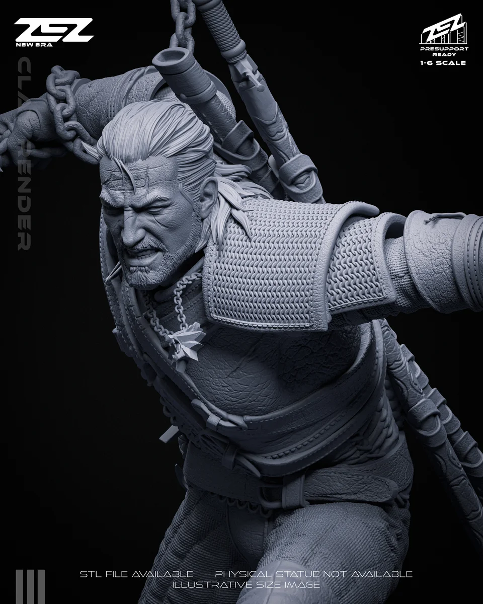 Geralt | Fan Art | 3D Printed Resin Model Garage Kit | *Un-Painted* | ZEZ Studio 19