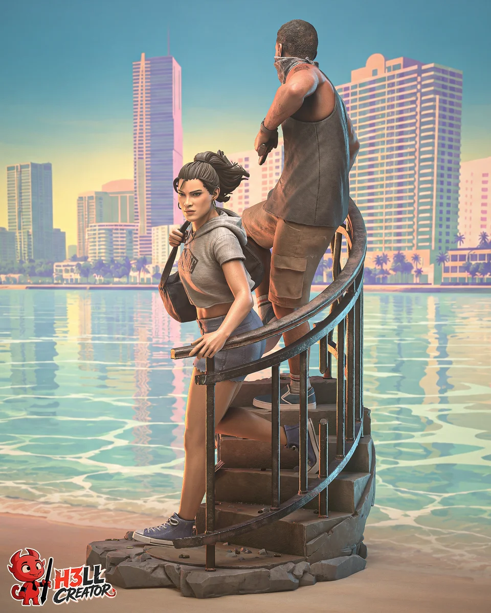 Jason and Lucia | Fan Art | 3D Printed Resin Model Garage Kit | *Un-Painted* | H3LL Creator 5