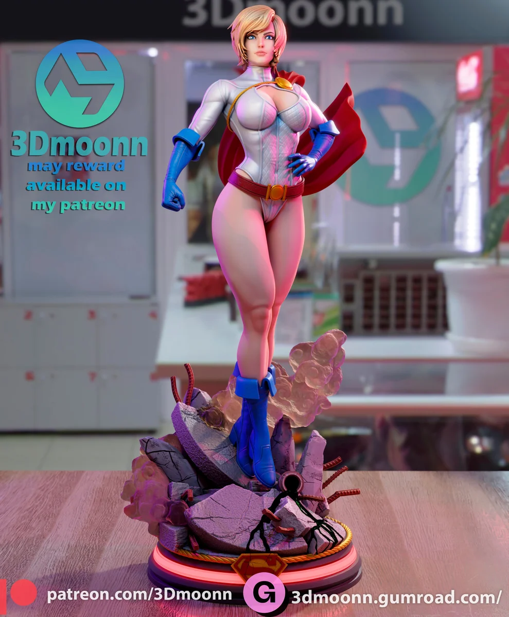 Power Girl | Fan Art | 3D Printed Resin Model Garage Kit | *Un-Painted* | 3DMoon 5
