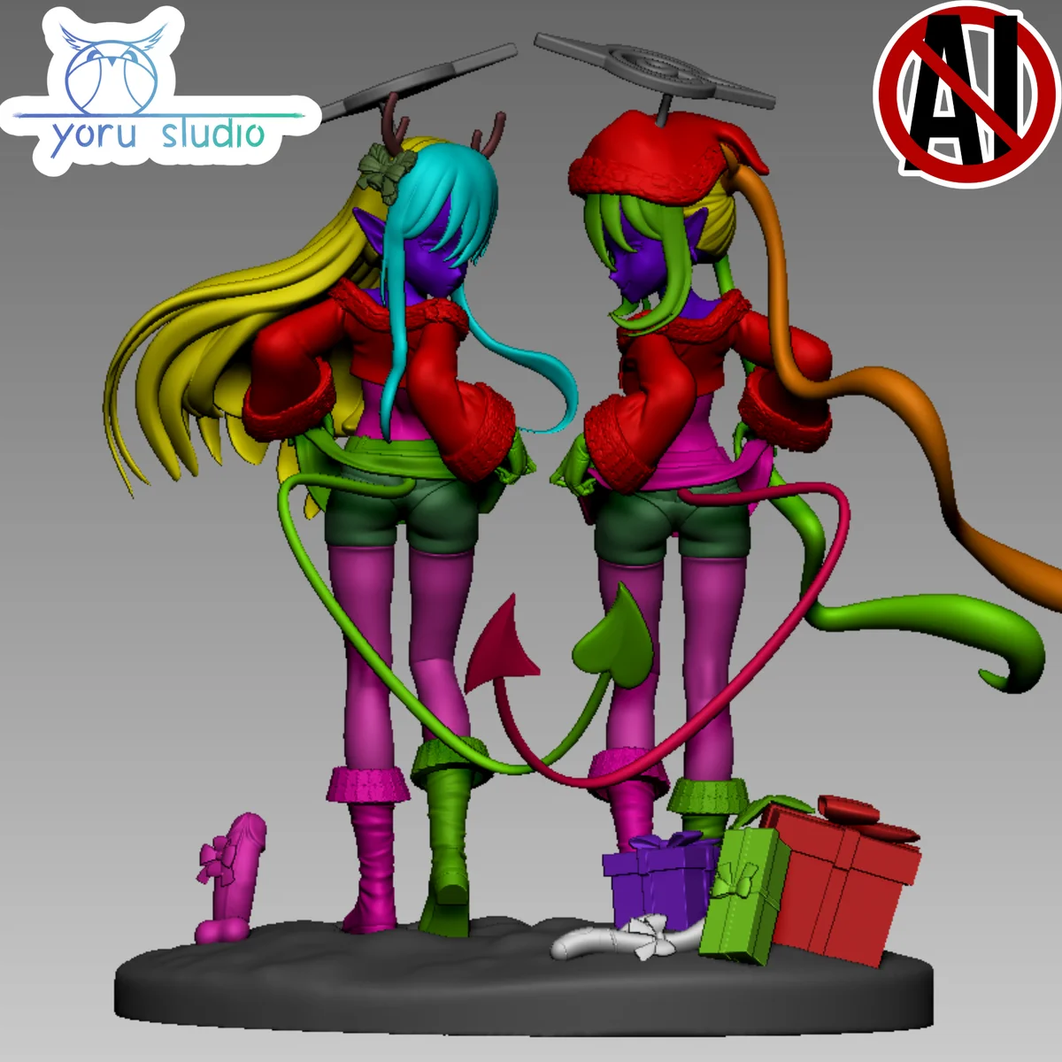 Tachibana Twins xmas | Fan Art | 3D Printed Resin Model Garage Kit | *Un-Painted* | Yoru Studio 4