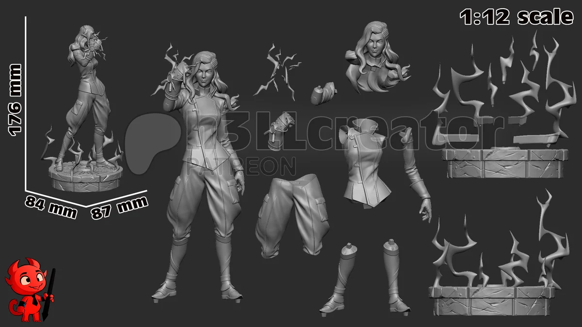 Asami Sato | Fan Art | 3D Printed Resin Model Garage Kit | *Un-Painted* | H3LL Creator 9