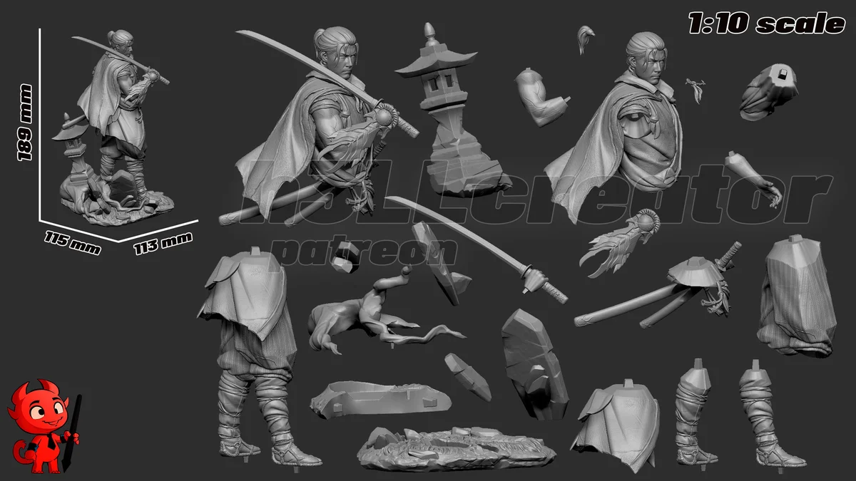 Musashi | Fan Art | 3D Printed Resin Model Garage Kit | *Un-Painted* | H3LL Creator 13