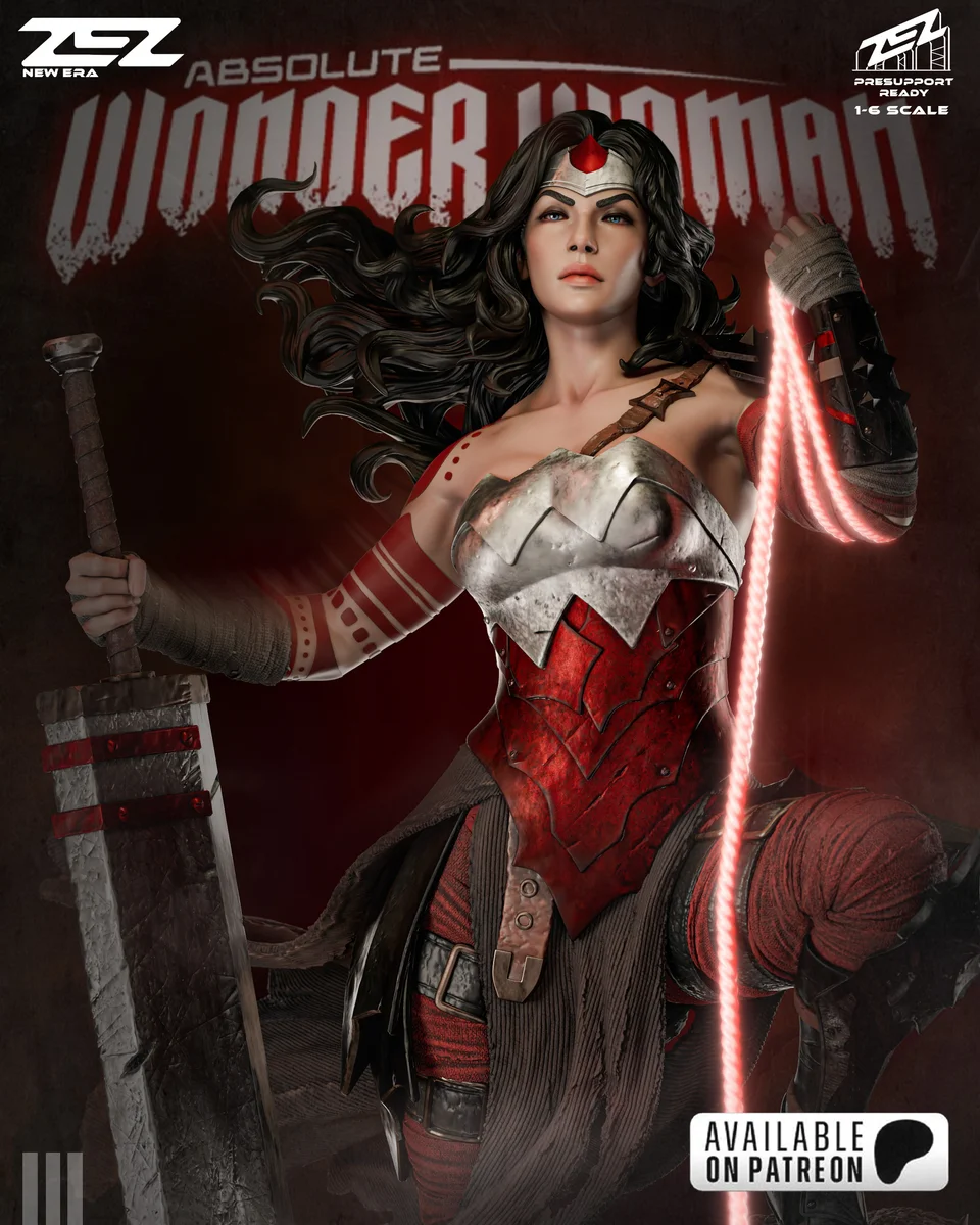 Wonder Woman Absolute | Fan Art | 3D Printed Resin Model Garage Kit | *Un-Painted* | ZEZ Studio