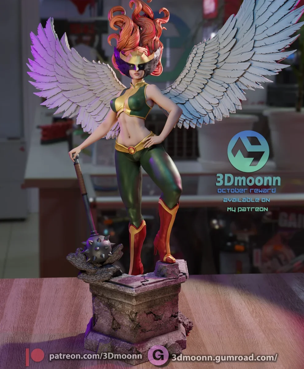 Hawkgirl | Fan Art | 3D Printed Resin Model Garage Kit | *Un-Painted* | 3DMoonn 4