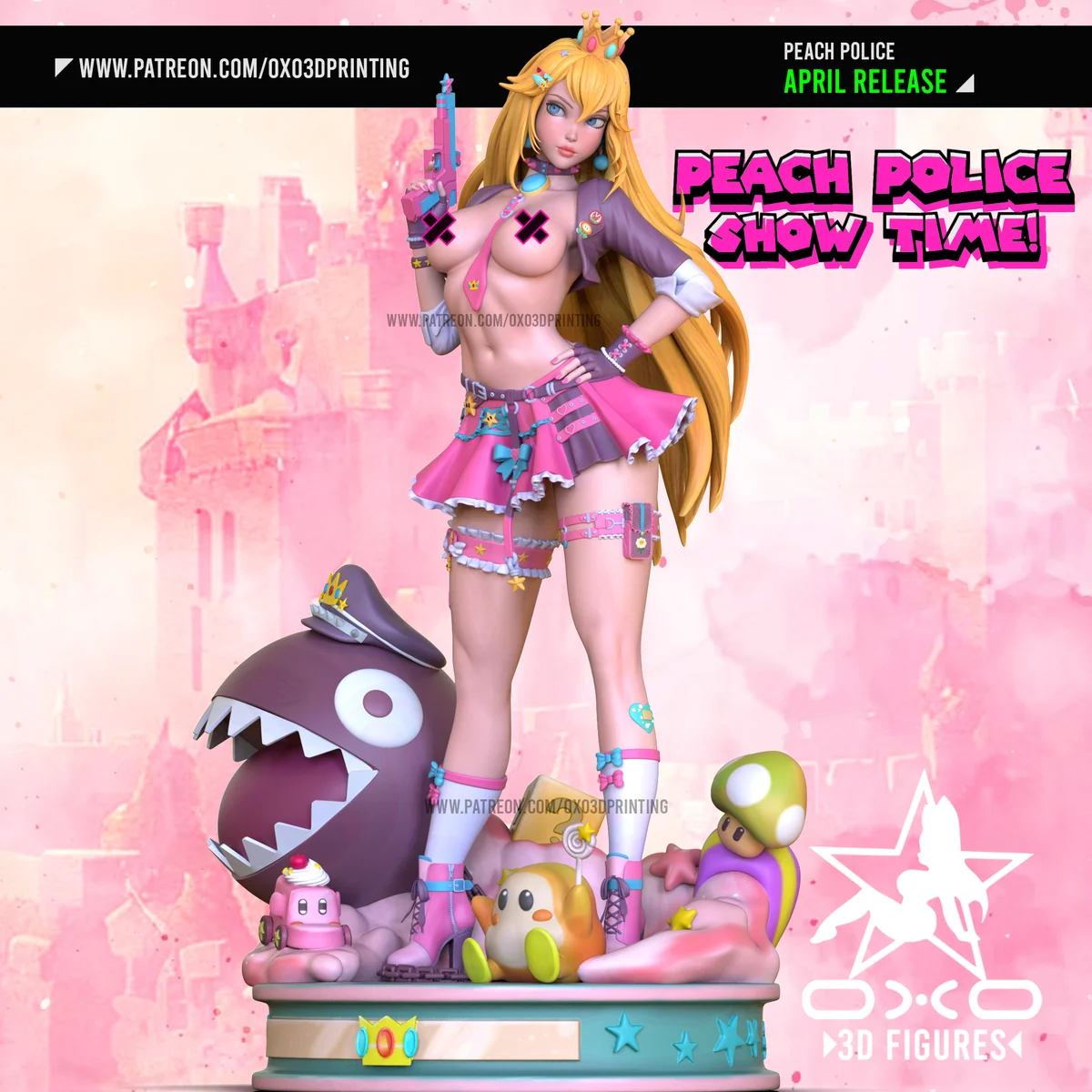 Peach Police | Fan Art | 3D Printed Resin Model Garage Kit | *Un-Painted* | OXO3D 7