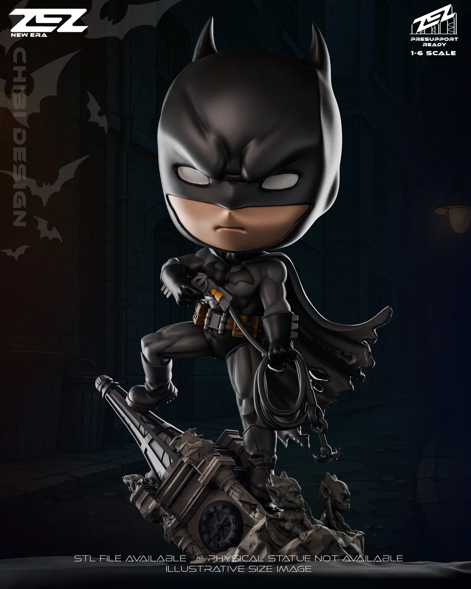 Chibi Batman | Fan Art | 3D Printed Resin Model Garage Kit | *Un-Painted* | ZEZ Studio 6