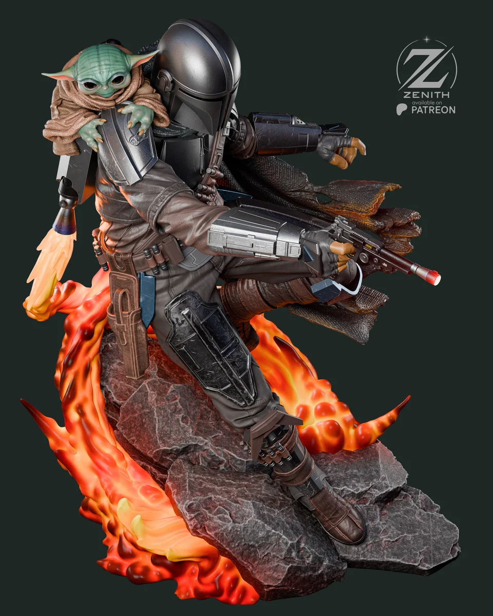 Mandalorian & Grogu | Fan Art | 3D Printed Resin Model Garage Kit | *Un-Painted* | Zenith Studios 3