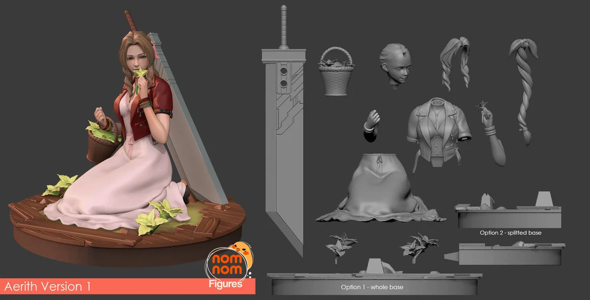 Aerith | Fan Art | 3D Printed Resin Model Garage Kit | *Un-Painted* | Nomnom 3
