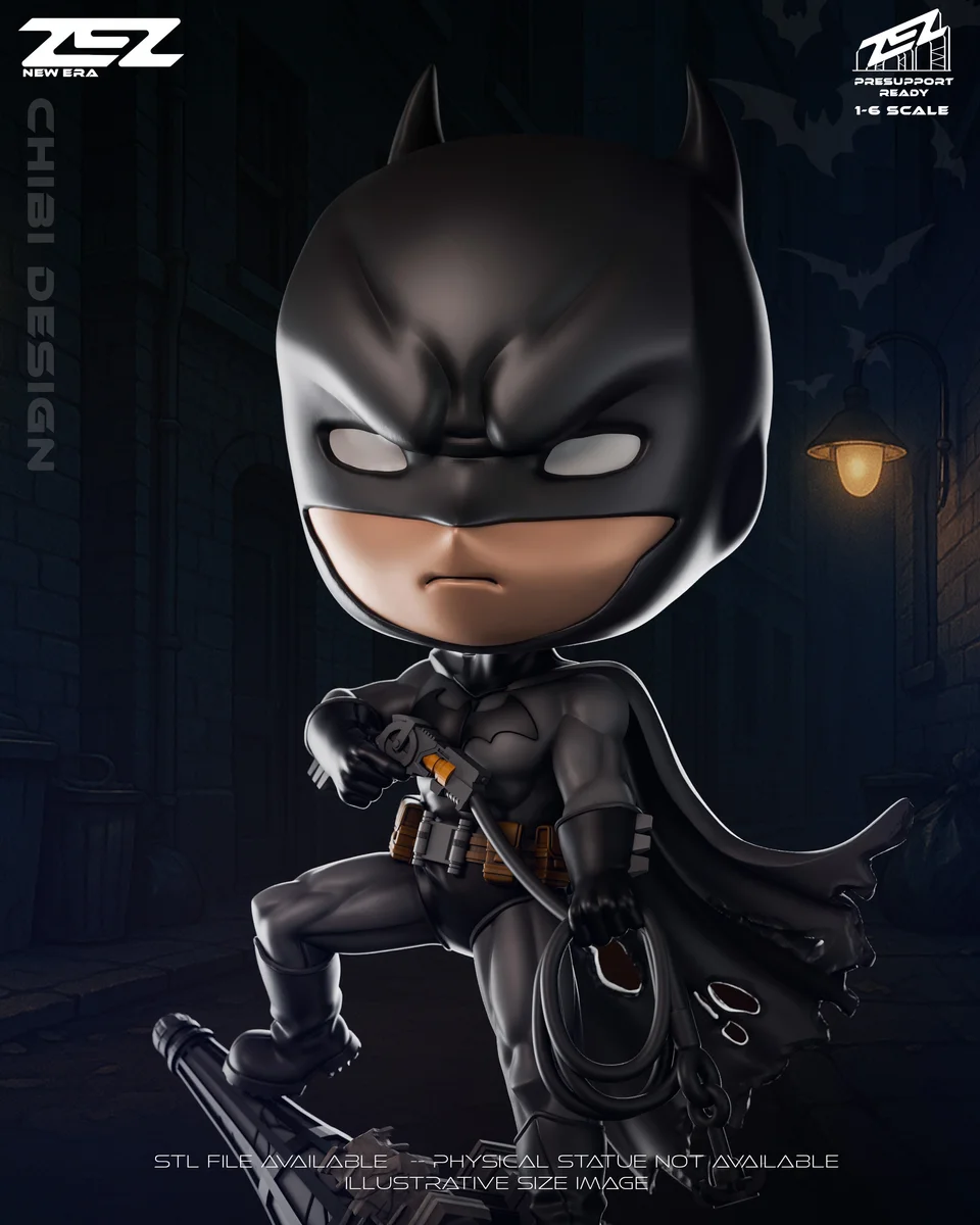 Chibi Batman | Fan Art | 3D Printed Resin Model Garage Kit | *Un-Painted* | ZEZ Studio