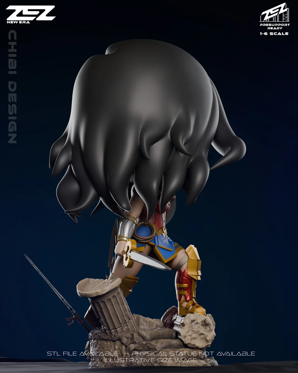 Chibi Wonder Woman | Fan Art | 3D Printed Resin Model Garage Kit | *Un-Painted* | ZEZ Studio 5