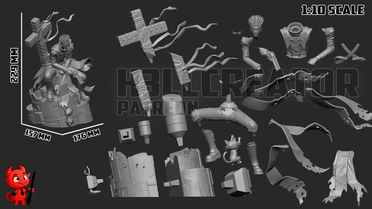 Vash the Stampede | Fan Art | 3D Printed Resin Model Garage Kit | *Un-Painted* | H3LL Creator 9