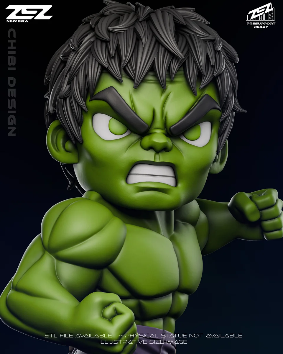 Chibi Hulk | Fan Art | 3D Printed Resin Model Garage Kit | *Un-Painted* | ZEZ Studio