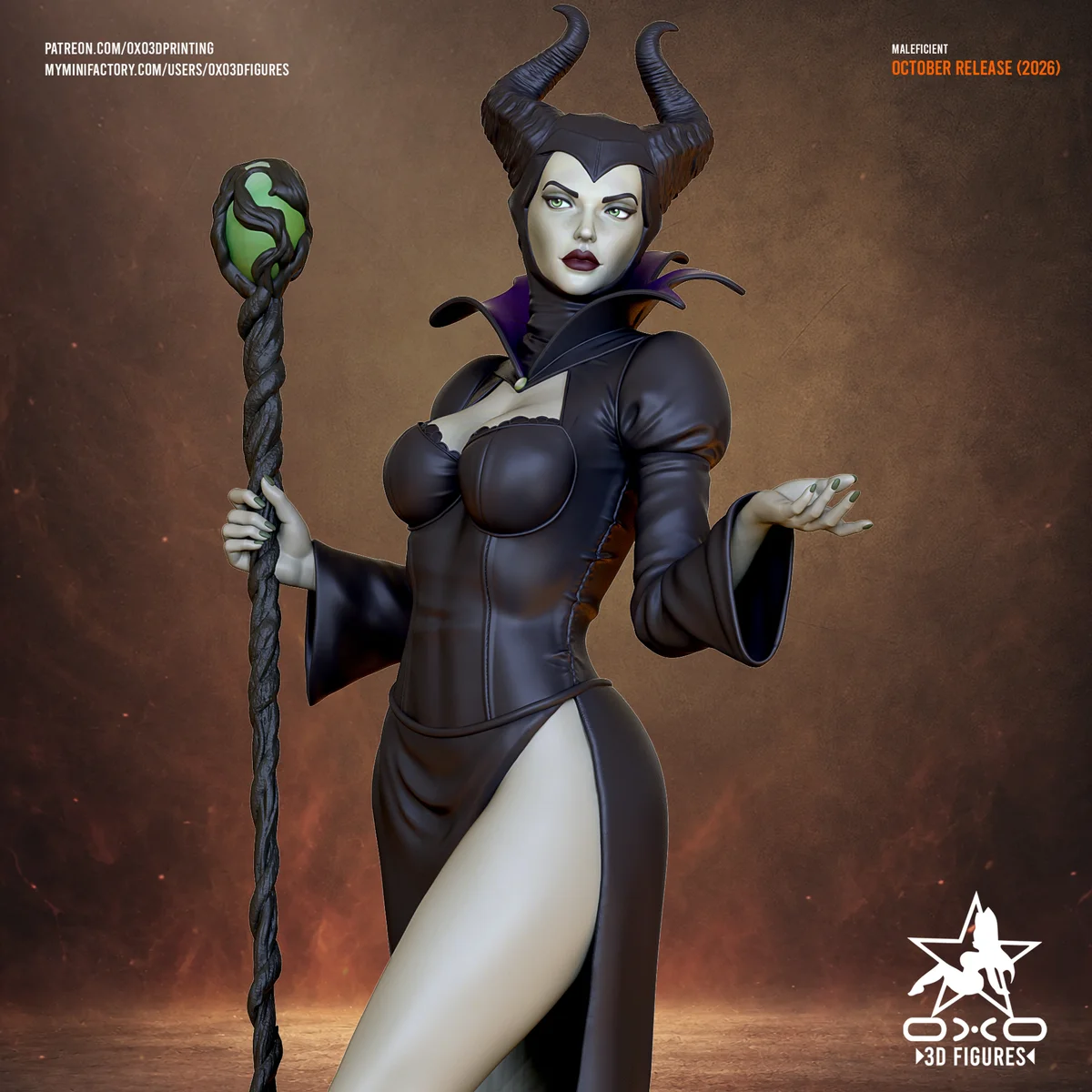 Maleficient | Fan Art | 3D Printed Resin Model Garage Kit | *Un-Painted* | OXO3D 3
