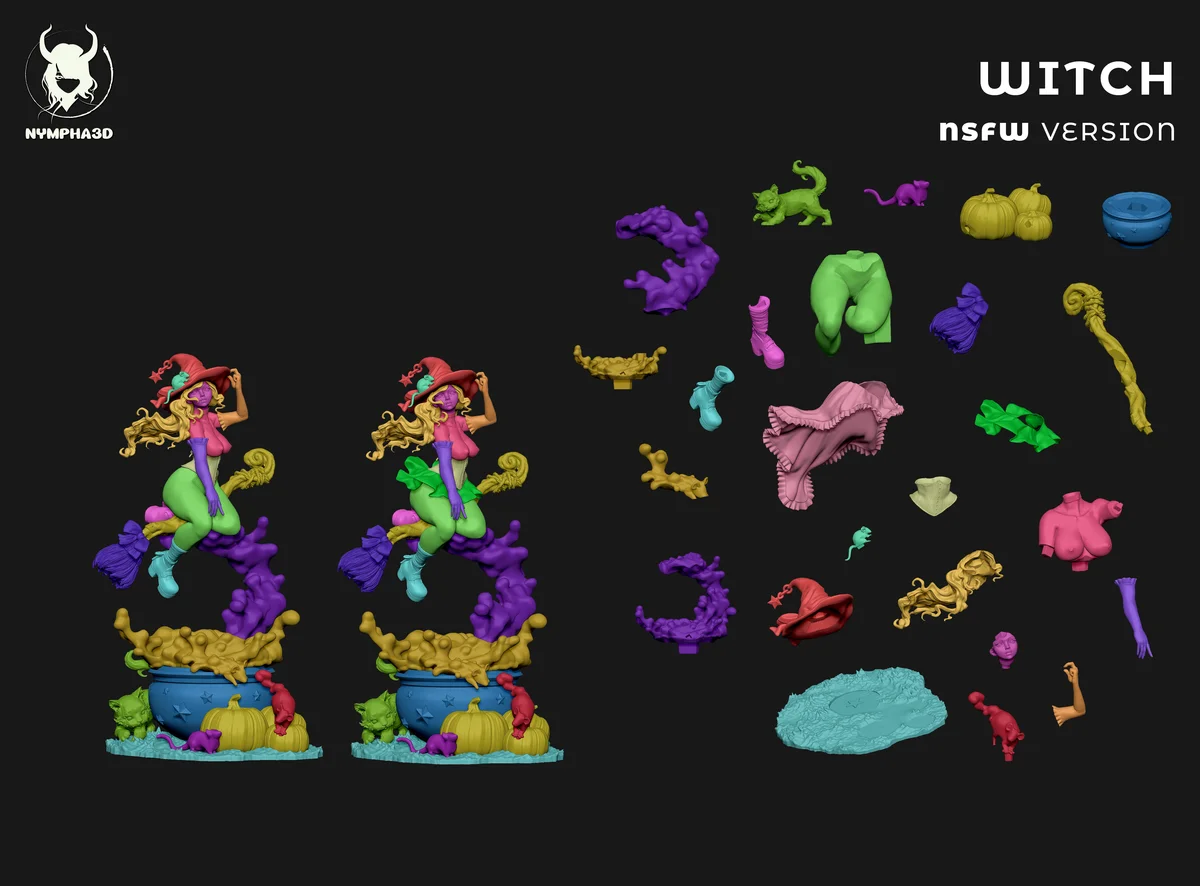 Halloween Witch | Fan Art | 3D Printed Resin Model Garage Kit | *Un-Painted* | Nympha3D 13