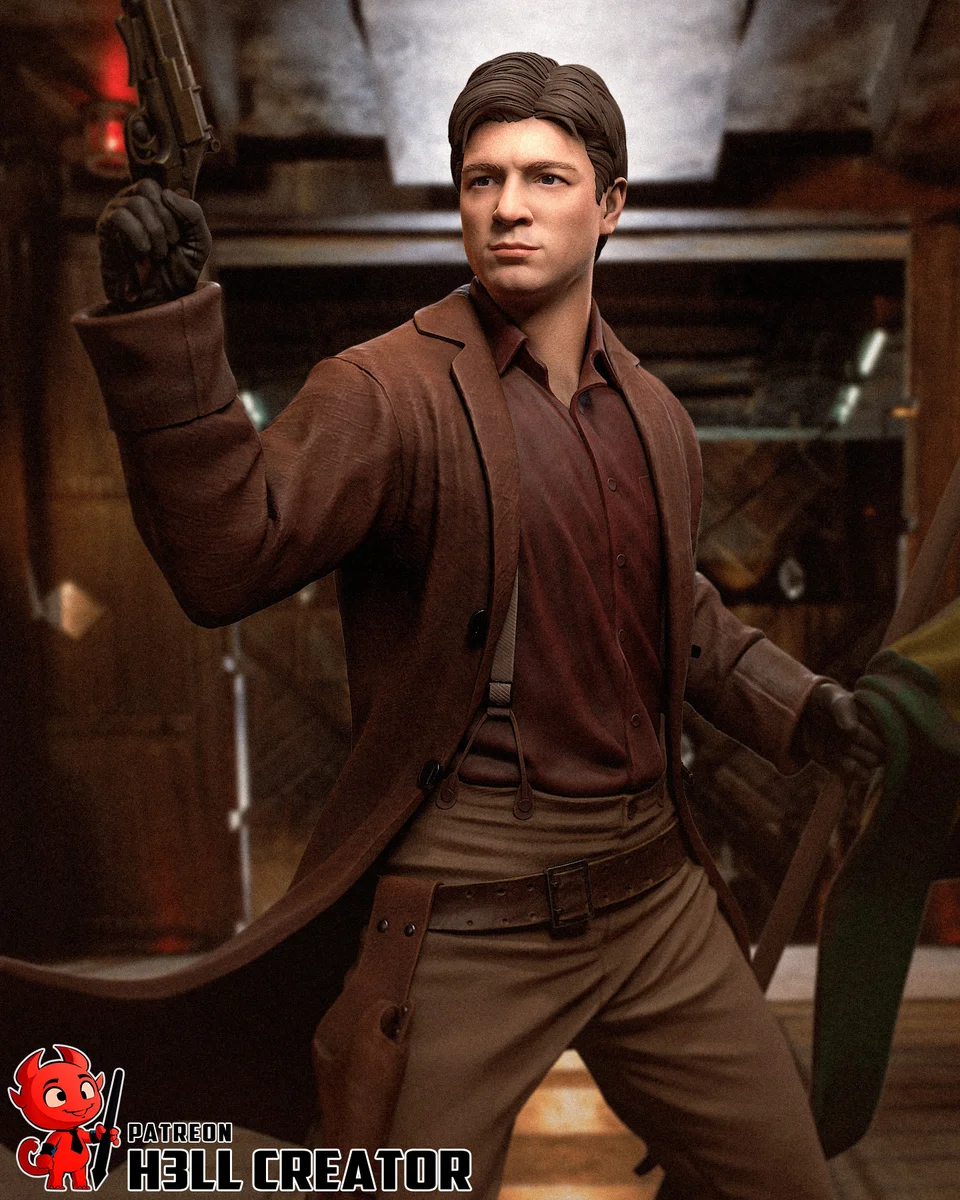 Captain Malcolm Reynolds | Fan Art | 3D Printed Resin Model Garage Kit | *Un-Painted* | H3LL Creator