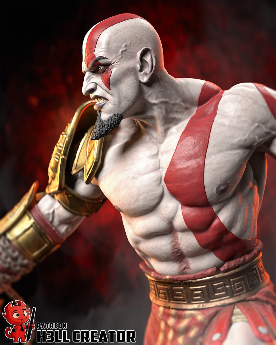 Kratos | Fan Art | 3D Printed Resin Model Garage Kit | *Un-Painted* | H3LL Creator 7