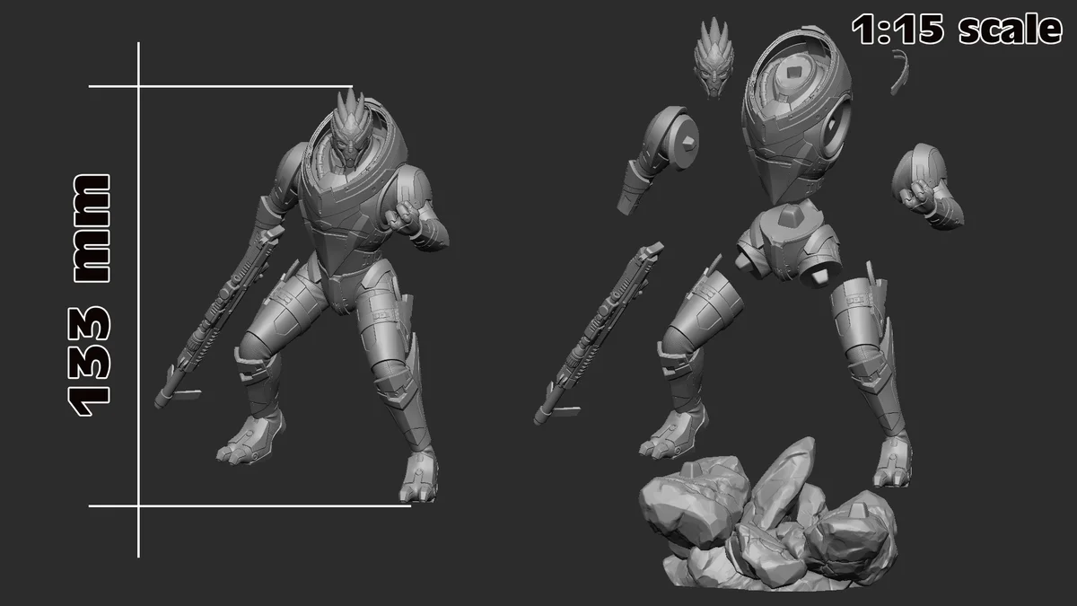 Garrus Vakarian | Fan Art | 3D Printed Resin Model Garage Kit | *Un-Painted* | H3LL Creator 5