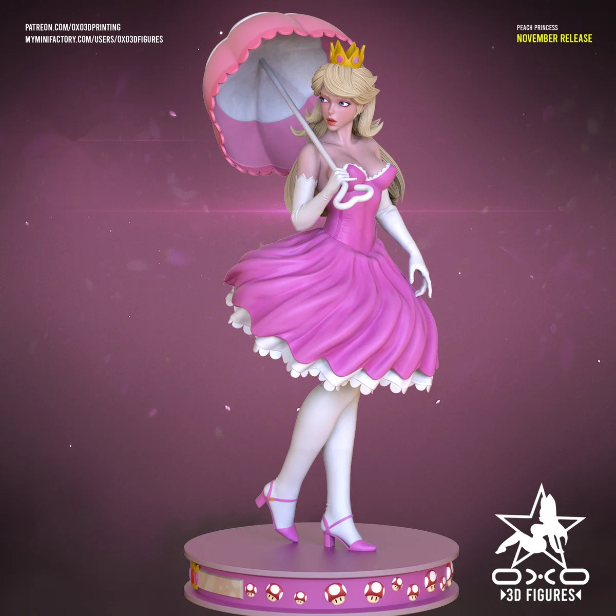 Peach Princess | Fan Art | 3D Printed Resin Model Garage Kit | *Un-Painted* | OXO3D 5