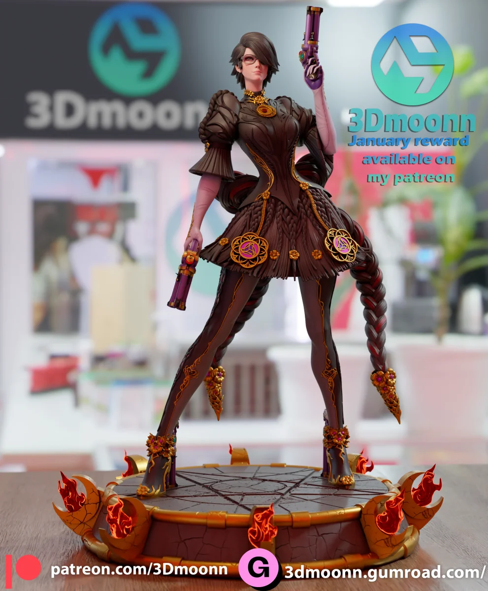 Bayonetta | Fan Art | 3D Printed Resin Model Garage Kit | *Un-Painted* | 3DMoonn 3