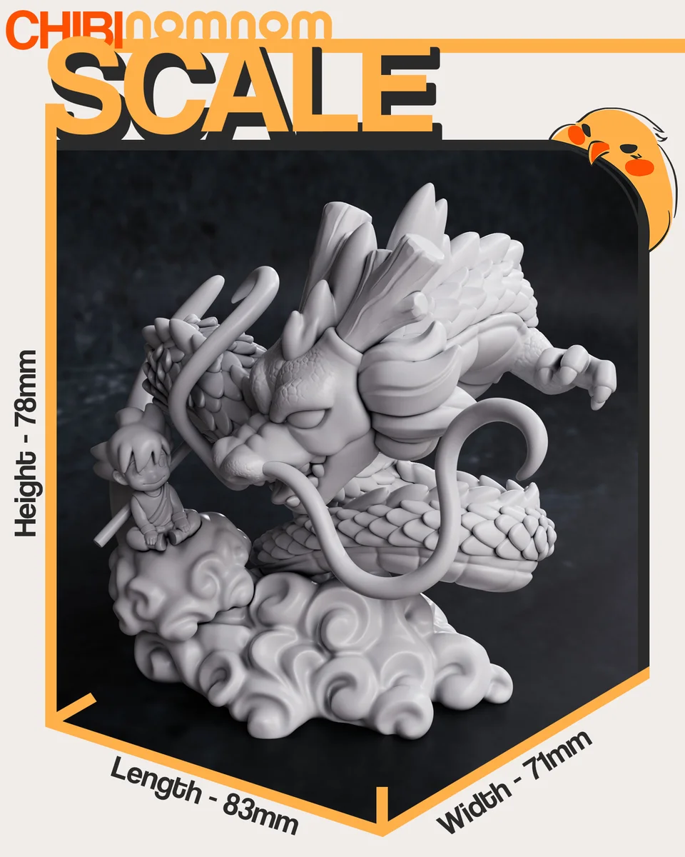 Chibi Shenron with Goku | Fan Art | 3D Printed Resin Model Garage Kit | *Un-Painted* | Nomnom 4