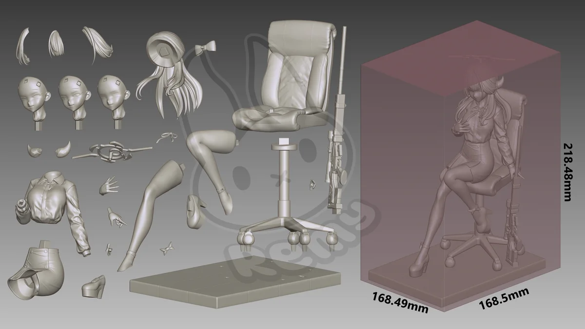Rikuhachima Aru | Fan Art | 3D Printed Resin Model Garage Kit | *Un-Painted* | Remy Sculpts 6