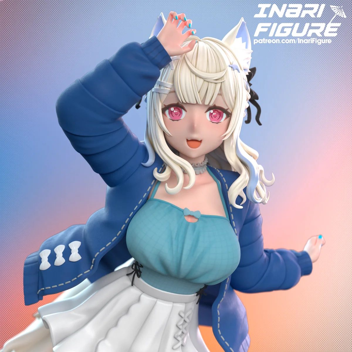 Fuwamoco | Fan Art | 3D Printed Resin Model Garage Kit | *Un-Painted* | Inari Figure 3