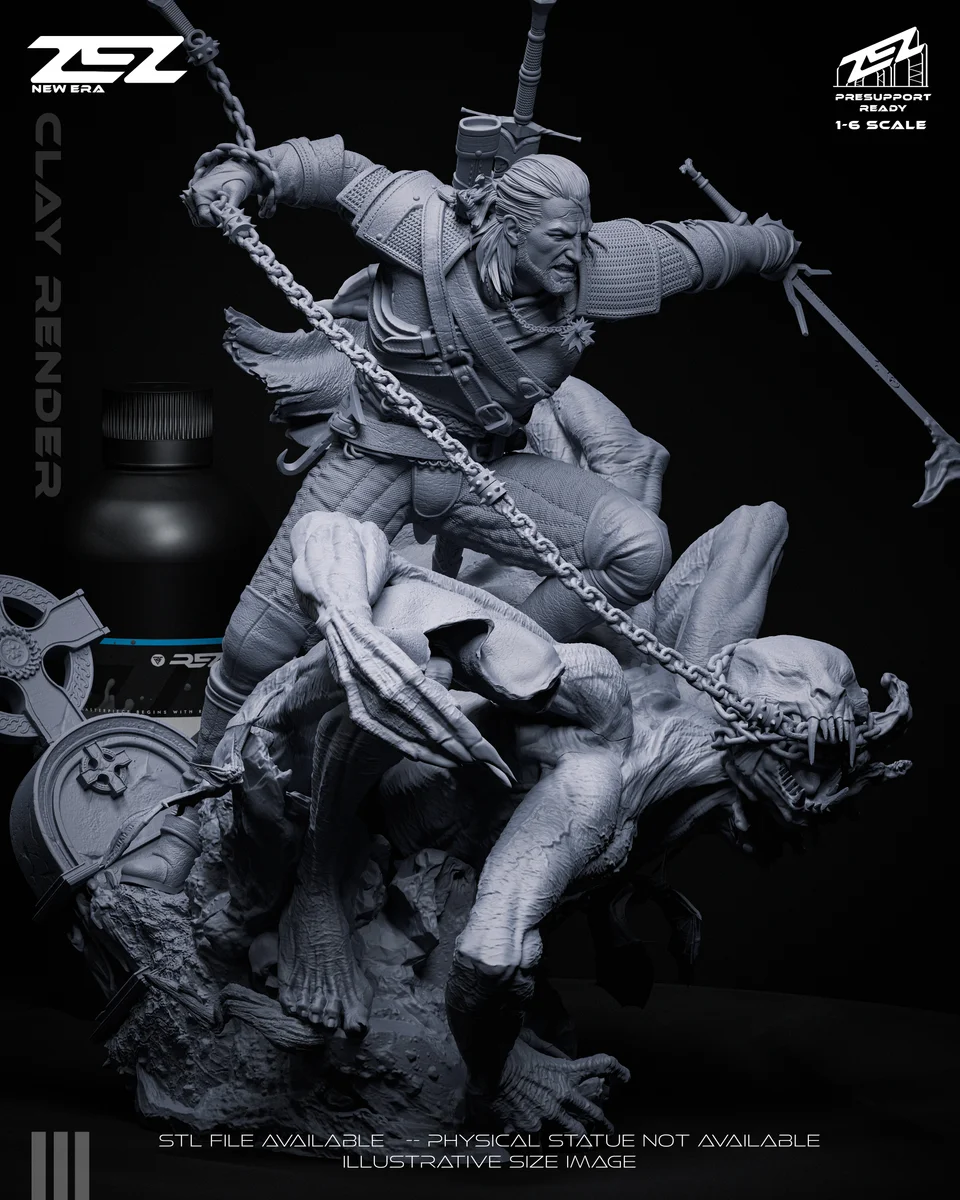 Geralt | Fan Art | 3D Printed Resin Model Garage Kit | *Un-Painted* | ZEZ Studio 18