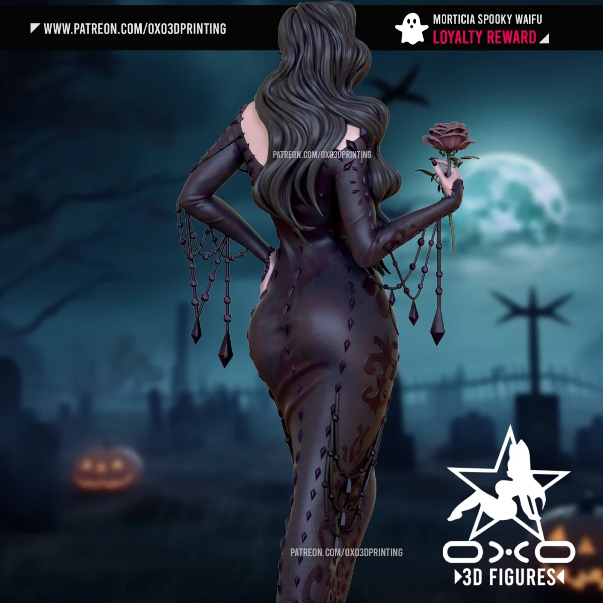 Morticia | Fan Art | 3D Printed Resin Model Garage Kit | *Un-Painted* | OXO3D 3