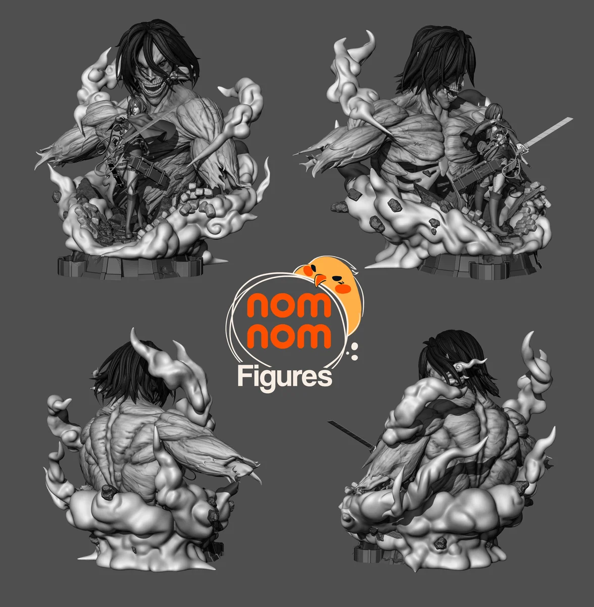 Titan Eren & Mikasa | Fan Art | 3D Printed Resin Model Garage Kit | *Un-Painted* | Nomnom 5