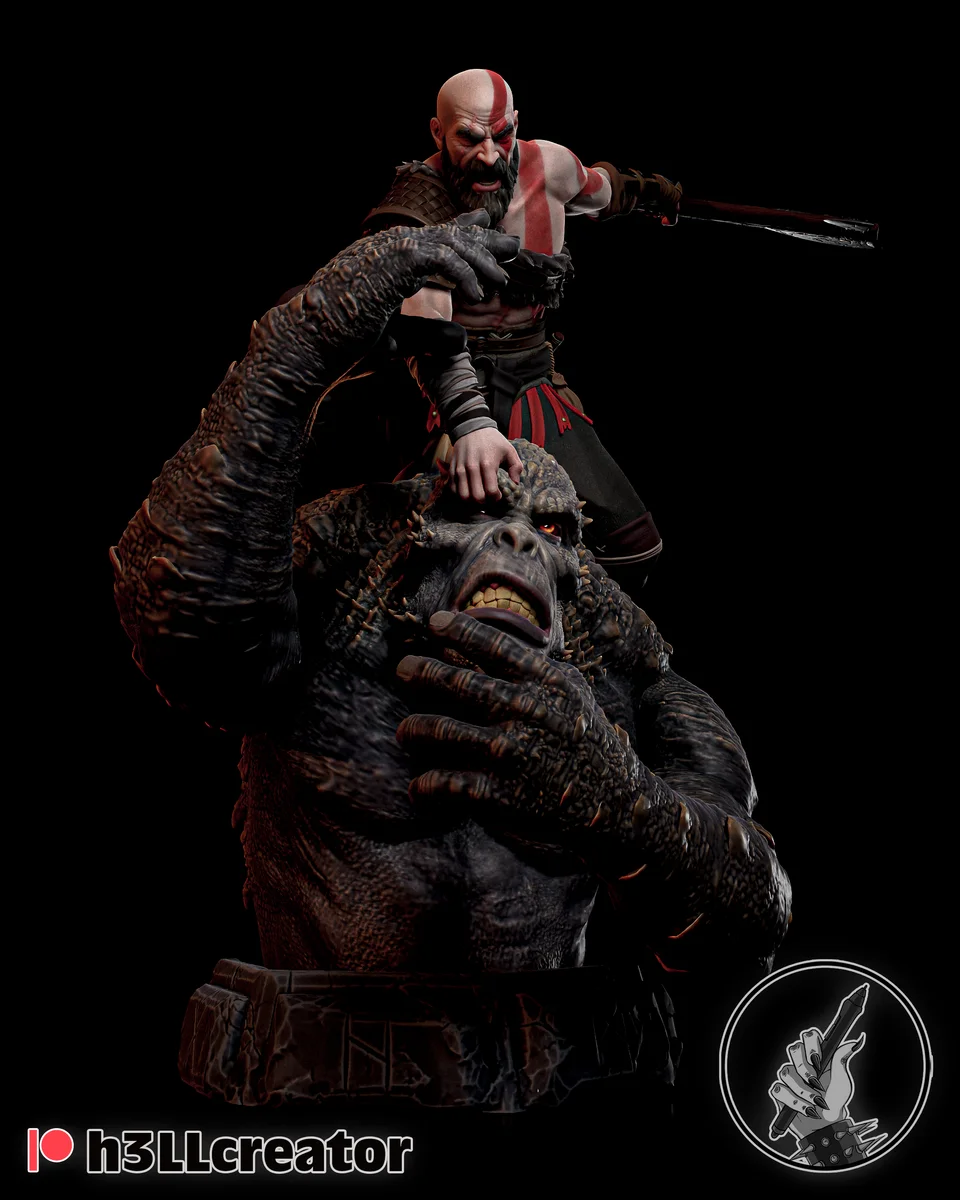 Kratos | Fan Art | 3D Printed Resin Model Garage Kit | *Un-Painted* | H3LL Creator