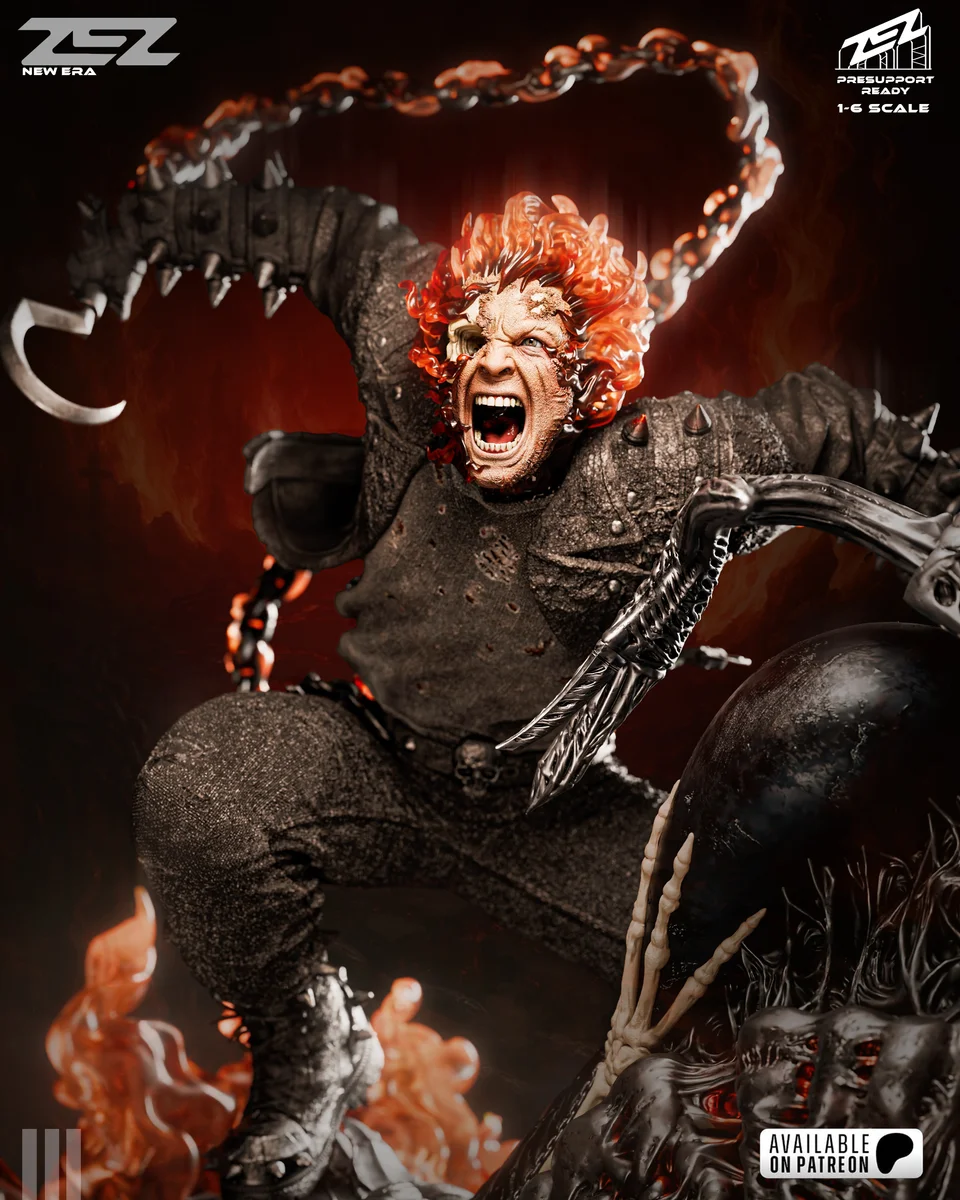 Ghost Rider | Fan Art | 3D Printed Resin Model Garage Kit | *Un-Painted* | ZEZ Studio 6