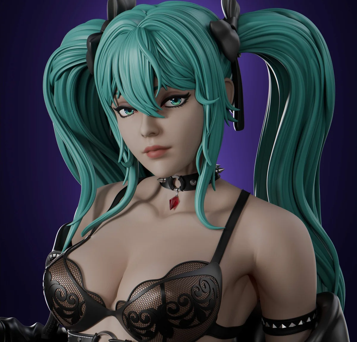 Hatsune Miku (Rock ver) | Fan Art | 3D Printed Resin Model Garage Kit | *Un-Painted* | Abe3D