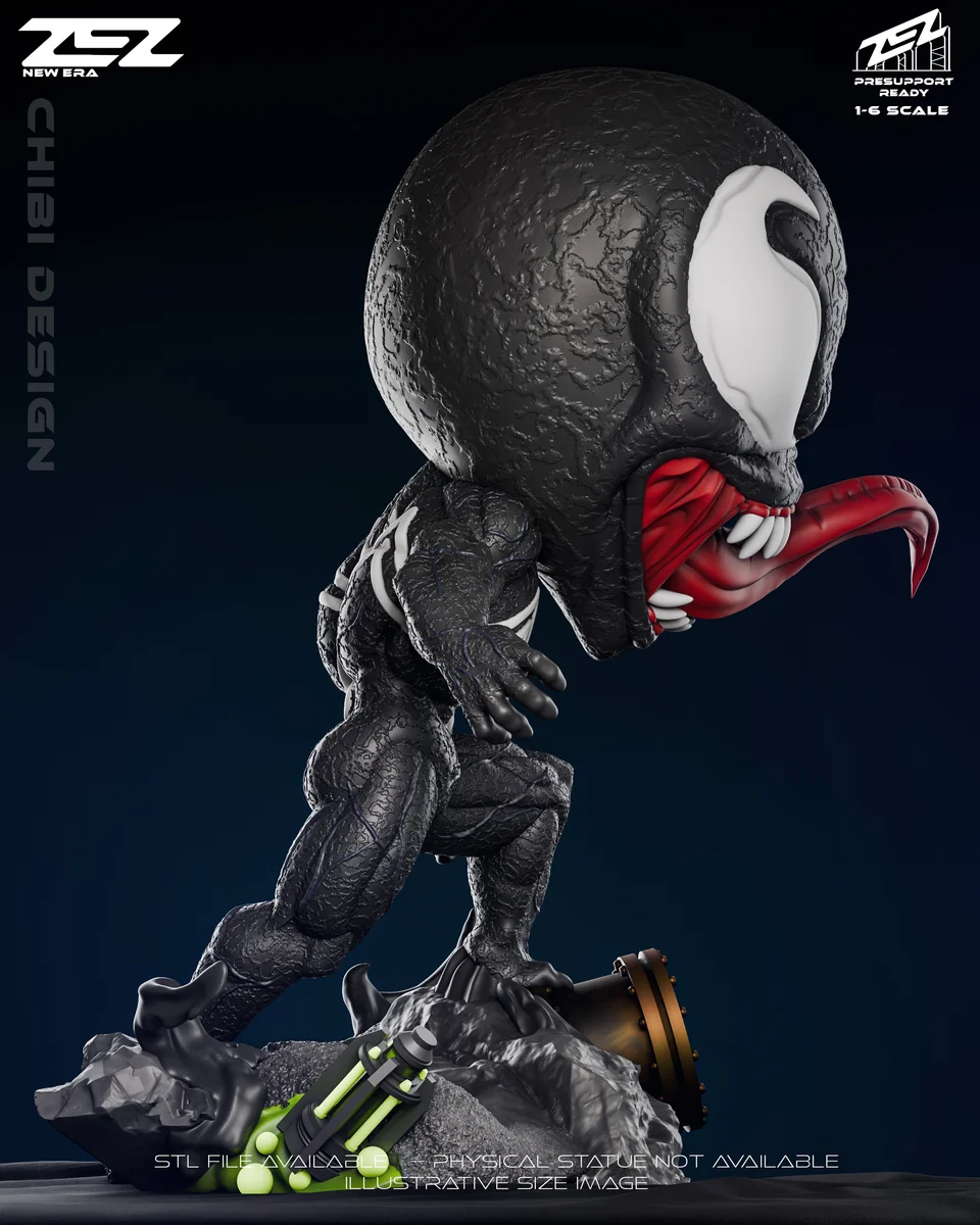Chibi Venom | Fan Art | 3D Printed Resin Model Garage Kit | *Un-Painted* | ZEZ Studio 6